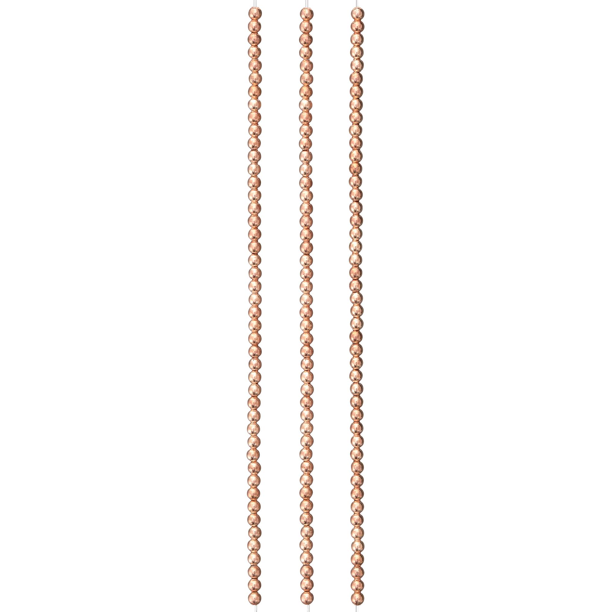 Rose Gold Copper Small Round Beads, 3mm by Bead Landing™